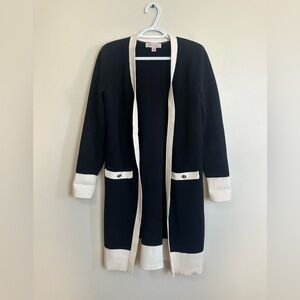 Philosophy Size S Black and Cream Open Front Sweater